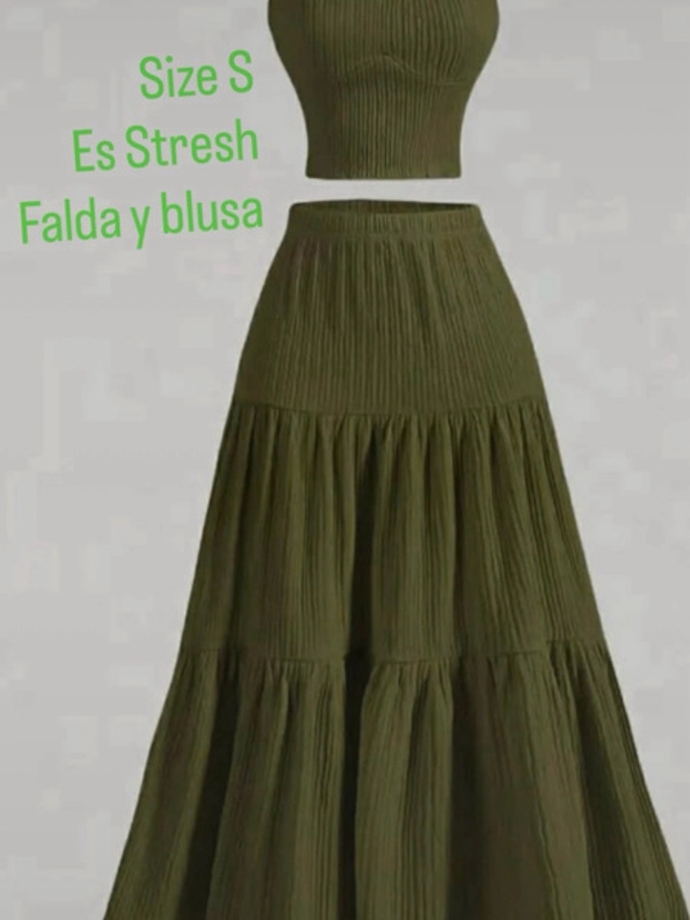 & Other Stories Olive Green Tiered Maxi Skirt
